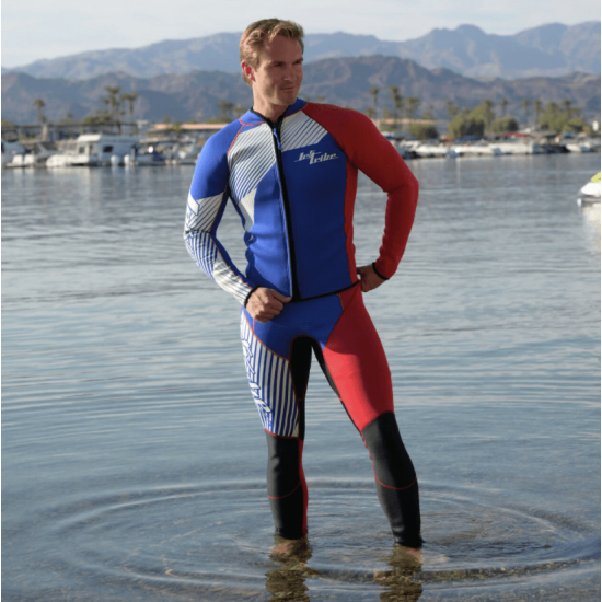 Hyper Blue/Red Wetsuit | 2 Piece Set | John & Jacket | PWC Ride & Race